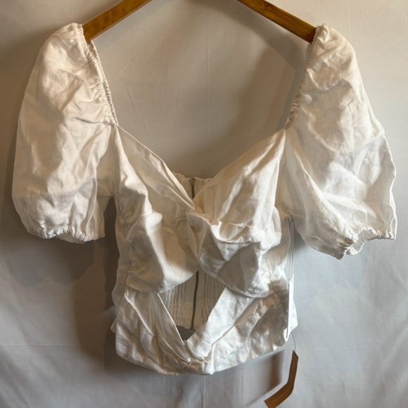 BNWT Reformation Karina White Twist Front Linen Blouse - Picture 4 of 7